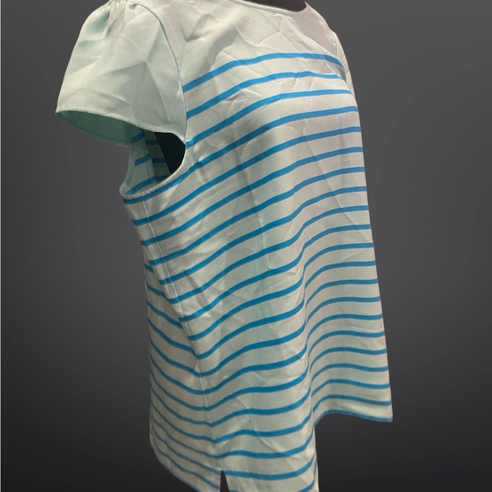 LOFT Green and Blue Blouse with Striped Design